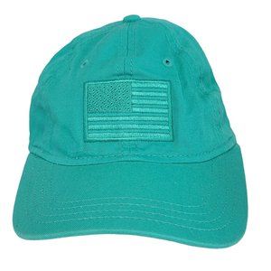 Academy Teal Green American Flag Logo Hat Cap Strap Back Adjustable military